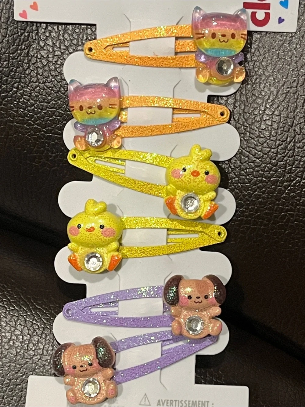 Claire’s Club Kitty Cat Dog & Chick Hair Bundle Clips & Elastics| 2 Sets NWT